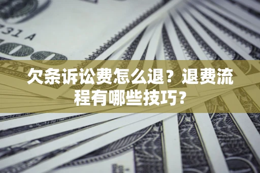 武汉欠条诉讼费怎么退？退费流程有哪些技巧？